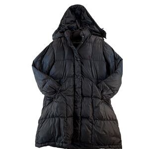 United Colors of Benetton Bean Pole Long Down Puffer Coat Womens S Black Vintage
